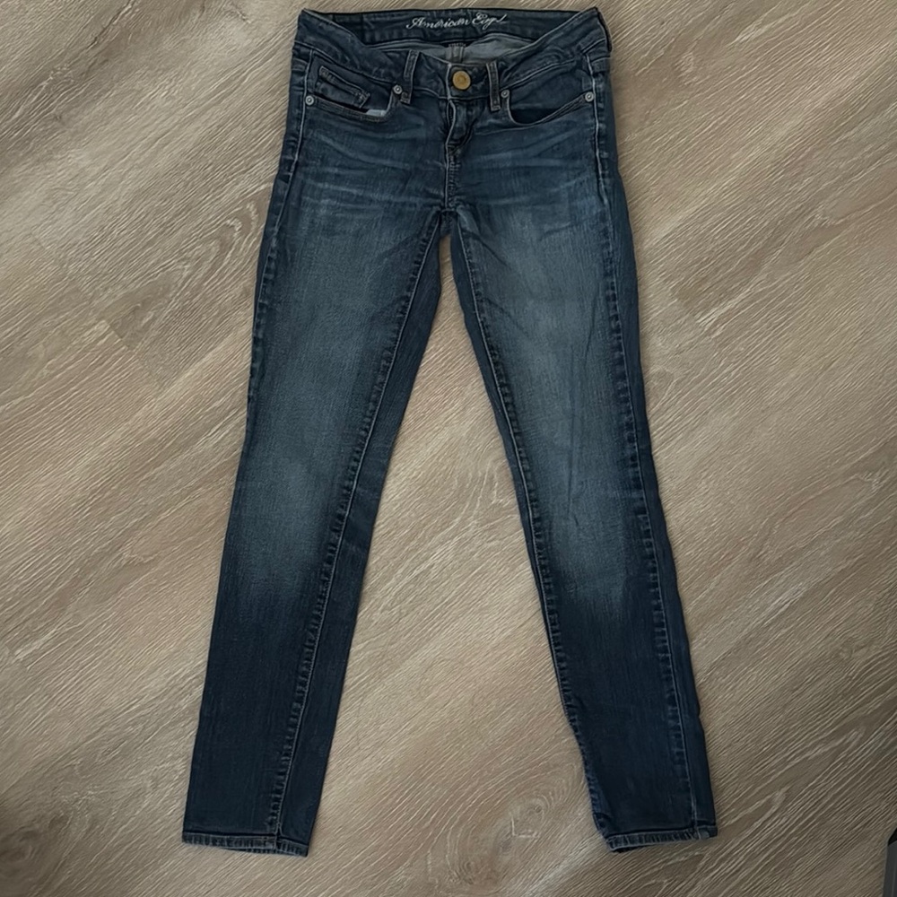 American Eagle Outfitters Women's Dark Wash Skinny Jeans - Dark Blue